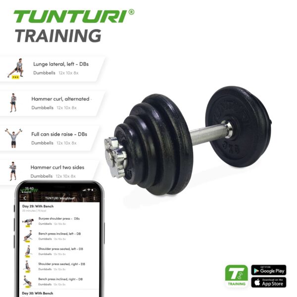 Hantel TUNTURI Dumbbell Set 15kg, screw