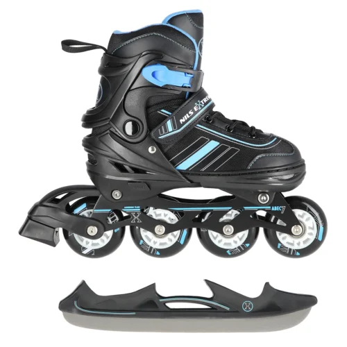(Rull)uisud NILS Extreme 2in1 In-line Skates/Figure Ice Skates, Black/Blue (S)