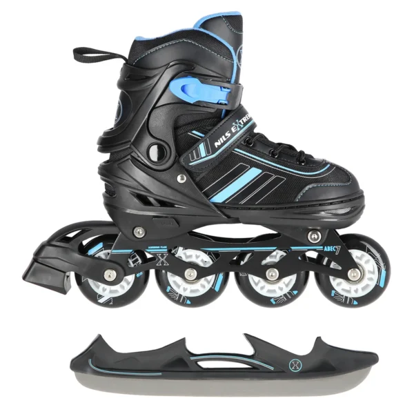 (Rull)uisud NILS Extreme 2in1 In-line Skates/Figure Ice Skates, Black/Blue (S)