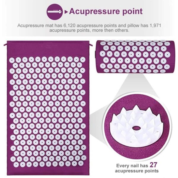 Punktimassaaži matt padjaga MM-001 Acupressure Mat with Pillow, roosa