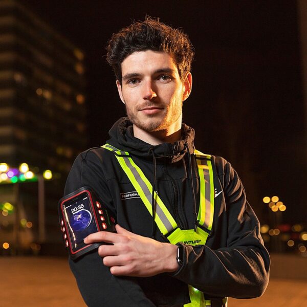 Telefonihoidja käe ümber TUNTURI LED Telephone Sport Armband, punane