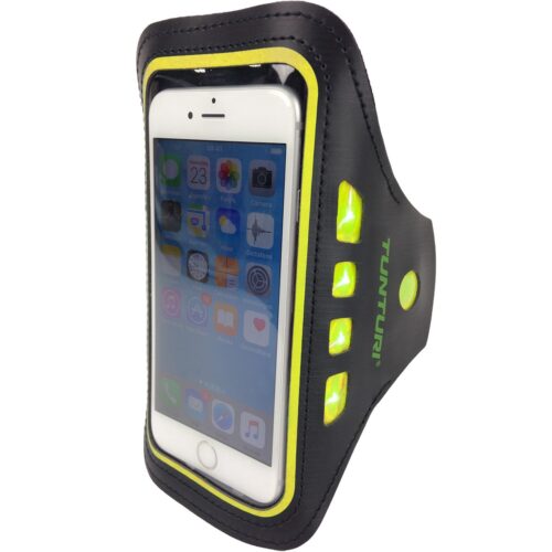 Telefonihoidja käe ümber TUNTURI LED Telephone Sport Armband, kollane