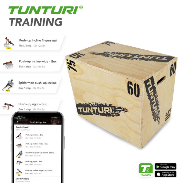Treeningkast TUNTURI Plyo Box Wood 50/60/75cm