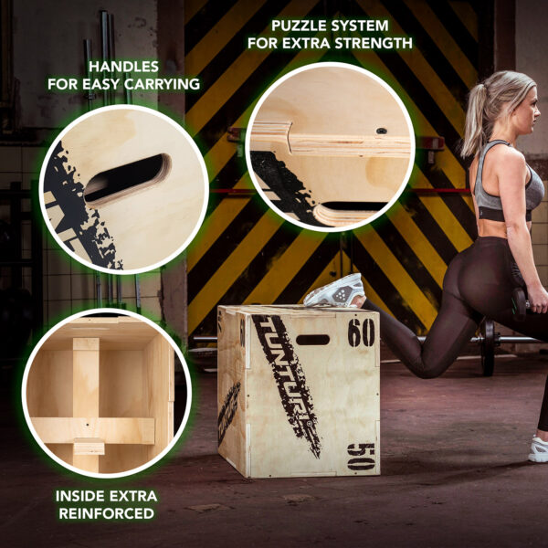 Treeningkast TUNTURI Plyo Box Wood 50/60/75cm