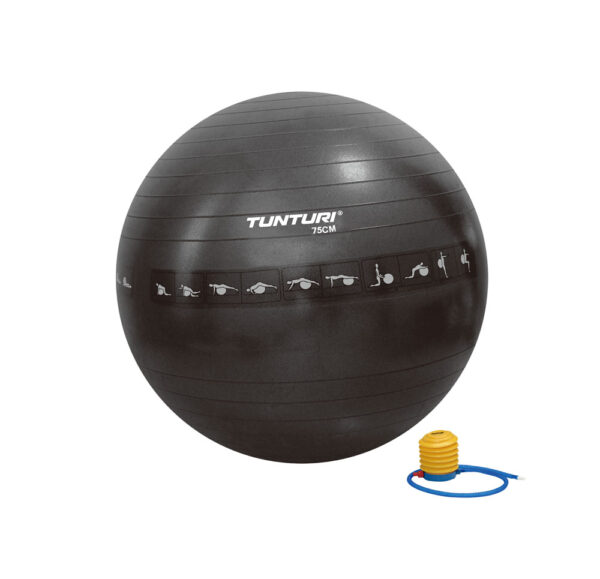 Võimlemispall TUNTURI Gymball 75cm anti-burst, must