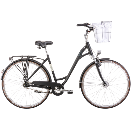 Jalgratas ROMET Art Deco Lux, esikorviga, must (M)