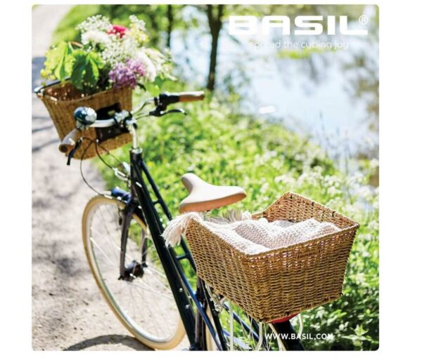 Jalgratta pakiraamikorv Basil Cento Rattan Look, helepruun