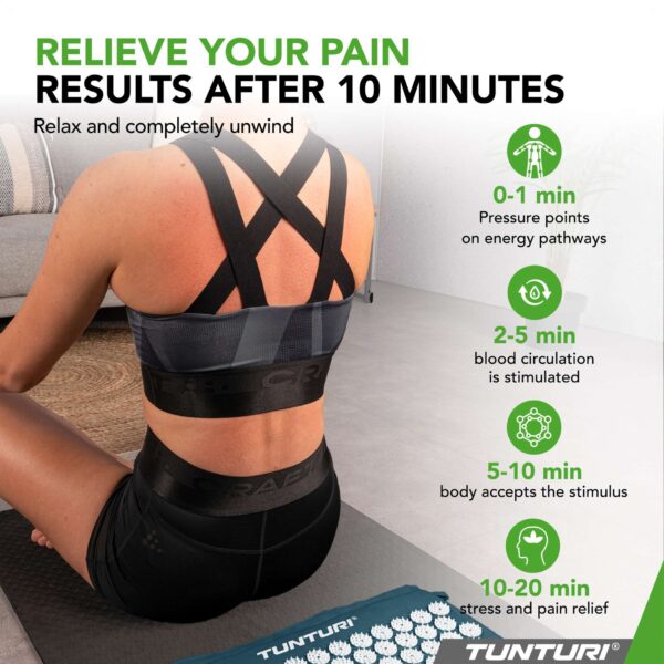 Akupunktuurimatt ja -padi TUNTURI Acupressure Mat And Pillow, Petrol Blue