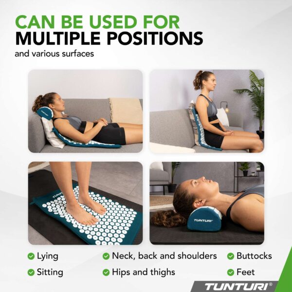 Akupunktuurimatt ja -padi TUNTURI Acupressure Mat And Pillow, Petrol Blue