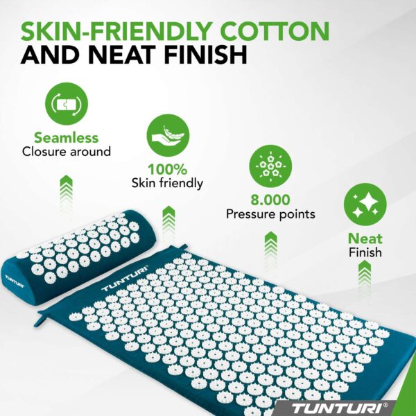 Akupunktuurimatt ja -padi TUNTURI Acupressure Mat And Pillow, Petrol Blue