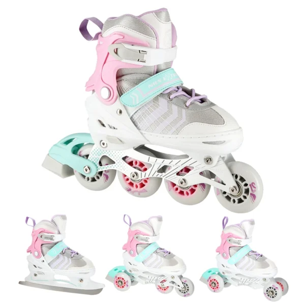 4in1-rulluisud-NILS-EXTREME-NH18192-roosa-munt-L-39-432 4in1 (rull)uisud NILS EXTREME NH18192, In-line Skates/Hockey Ice Skates, S (29-33), Pink/Mint/White