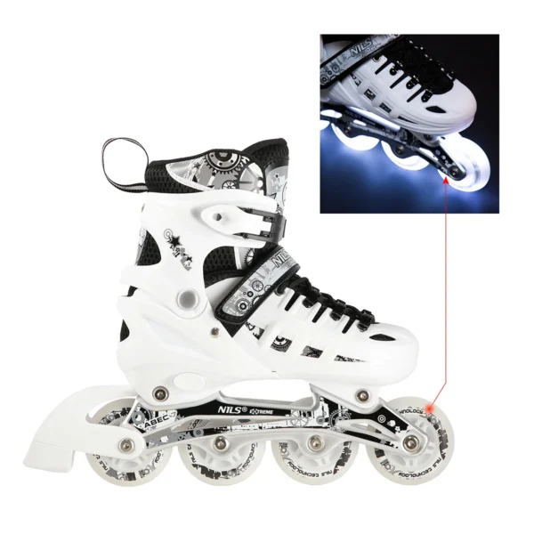 4in1_NilsExtreme_NH10905-WhiteBlack-7-1 4in1 (rull)uisud NILS EXTREME NH10905 LED In-line Skates/Hockey Ice Skates, M (35-38), White/Black