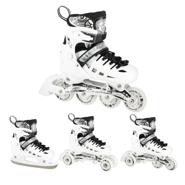 4in1_NilsExtreme_NH10905-WhiteBlack-8-1 4in1 (rull)uisud NILS EXTREME NH10905 LED In-line Skates/Hockey Ice Skates, M (35-38), White/Black