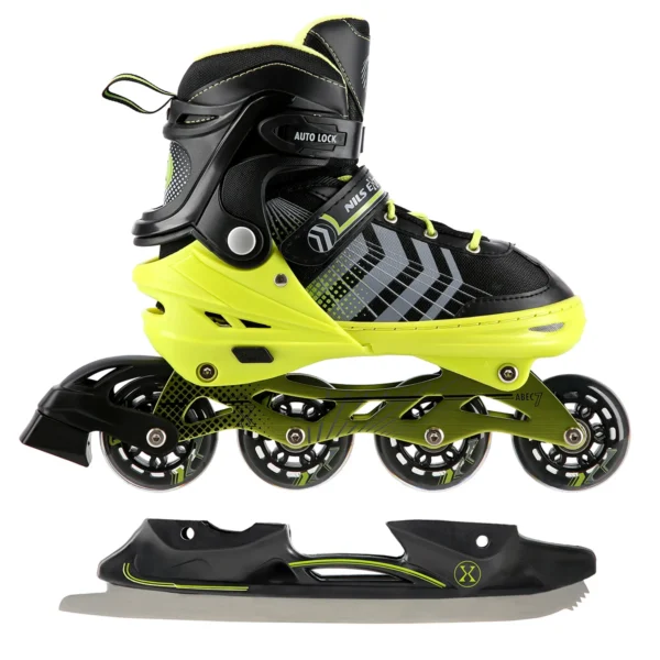 4in1_rulluisud_NilsExtreme_NH18192-BlackGreen-14 4in1 (rull)uisud NILS EXTREME NH18192 In-line Skates/Hockey Ice Skates, M (34-38), Black/Green