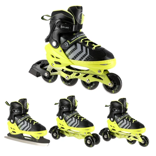 4in1_rulluisud_NilsExtreme_NH18192-BlackGreen-3 4in1 (rull)uisud NILS EXTREME NH18192 In-line Skates/Hockey Ice Skates, M (34-38), Black/Green