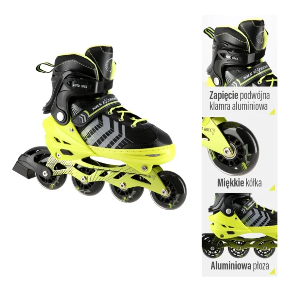 4in1_rulluisud_NilsExtreme_NH18192-BlackGreen-4 4in1 (rull)uisud NILS EXTREME NH18192 In-line Skates/Hockey Ice Skates, M (34-38), Black/Green