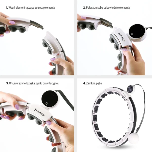 Hularõngas magneti, raskuse ja lugejaga HMS HHM16, must-valge