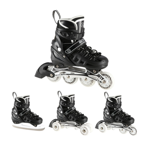 4in1 (rull)uisud NILS EXTREME NH10905 In-line Skates/Hockey Ice Skates, must-valge, M (35-38)