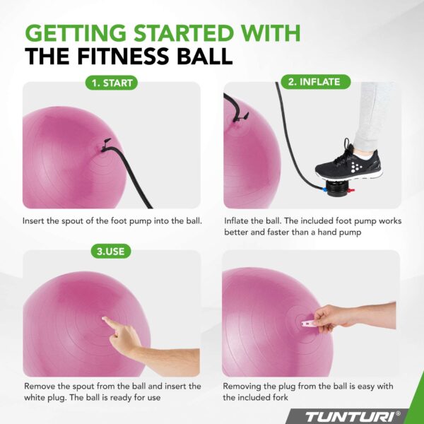 Võimlemispall TUNTURI Gymball 75cm Anti Burst, lilla