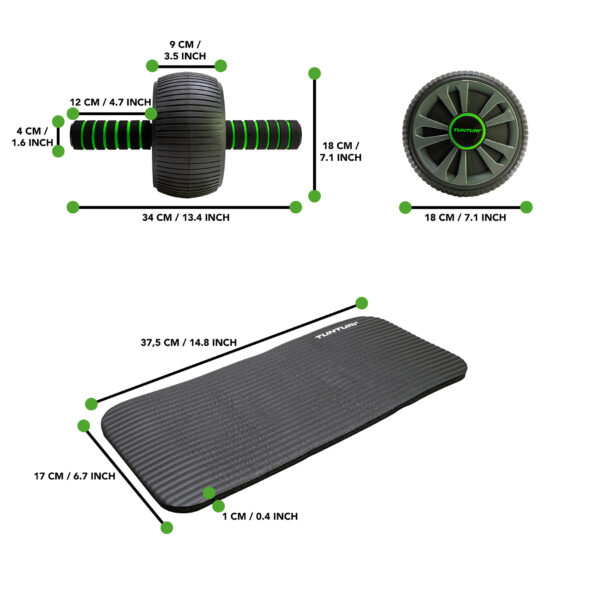 Kõhulihaste treeningrull TUNTURI Pro Exercise Wheel Deluxe, põlvematiga