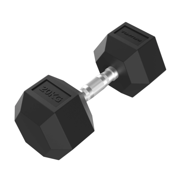Hantel TUNTURI Platinum Hex Rubber Dumbbell, 20kg
