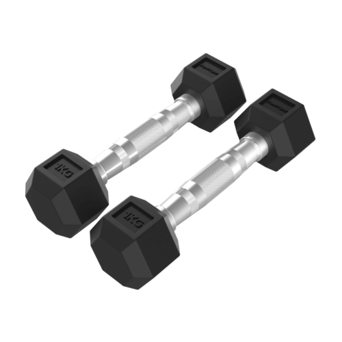 Hantlid TUNTURI Platinum Hex Rubber Dumbbell, 2x 1kg