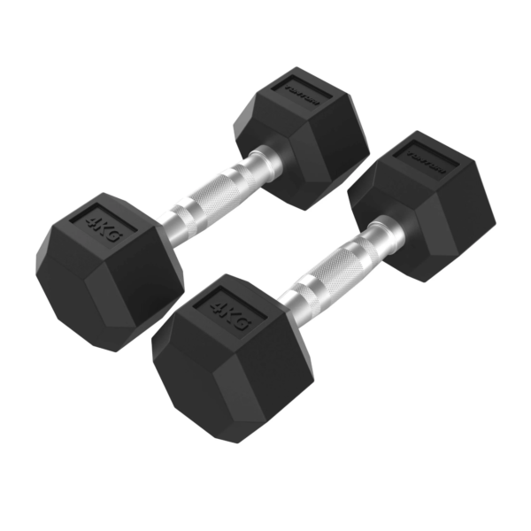 Hantlid TUNTURI Platinum Hex Rubber Dumbbell, 2x 4kg