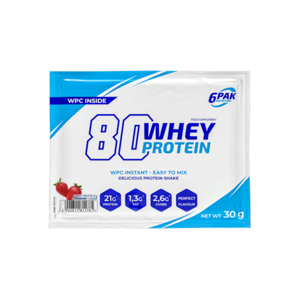 Valgupulber 6PAK 80 Whey Protein 30g Strawberry