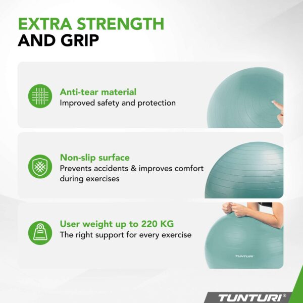 Võimlemispall TUNTURI Gymball 55cm, Anti-Burst, Petrol